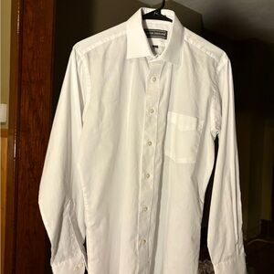 Vintage Classic David Taylor White Men's Dress Shirt with Chest Pocket Worn 1 x